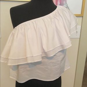 White off shoulder crop top